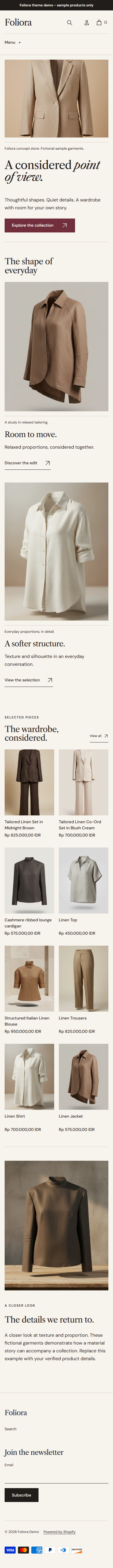 Actual Foliora mobile homepage with photographic cover and editorial spread.