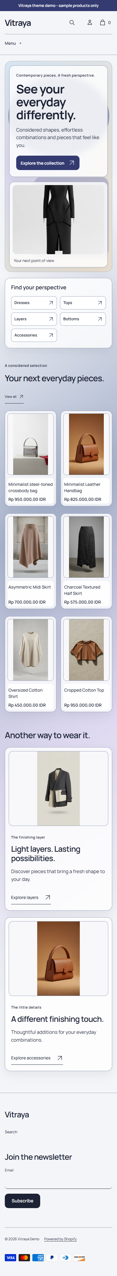 Actual Vitraya mobile homepage with layered collection stage and wrapping glass categories.